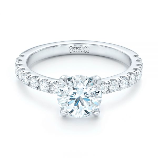 14k White Gold 14k White Gold Custom Diamond Engagement Ring - Flat View -  103235