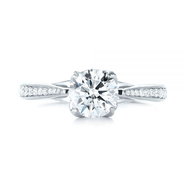 18k White Gold 18k White Gold Custom Diamond Engagement Ring - Top View -  103464