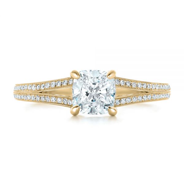 18k Yellow Gold 18k Yellow Gold Custom Diamond Engagement Ring - Top View -  102325