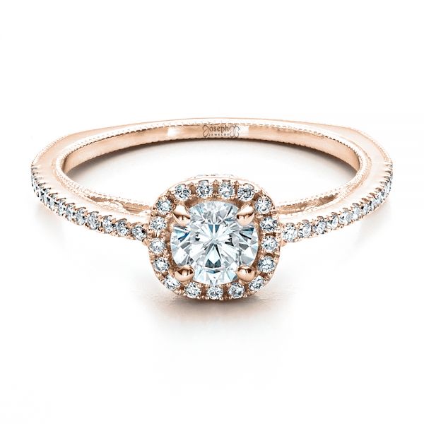 14k Rose Gold Custom Diamond Halo Engagement Ring #1448 - Seattle ...