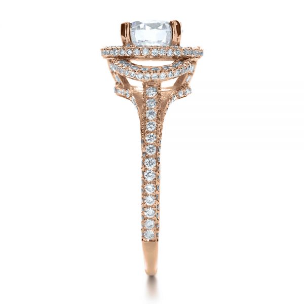 18k Rose Gold Custom Diamond Halo Engagement Ring #1128 - Seattle ...