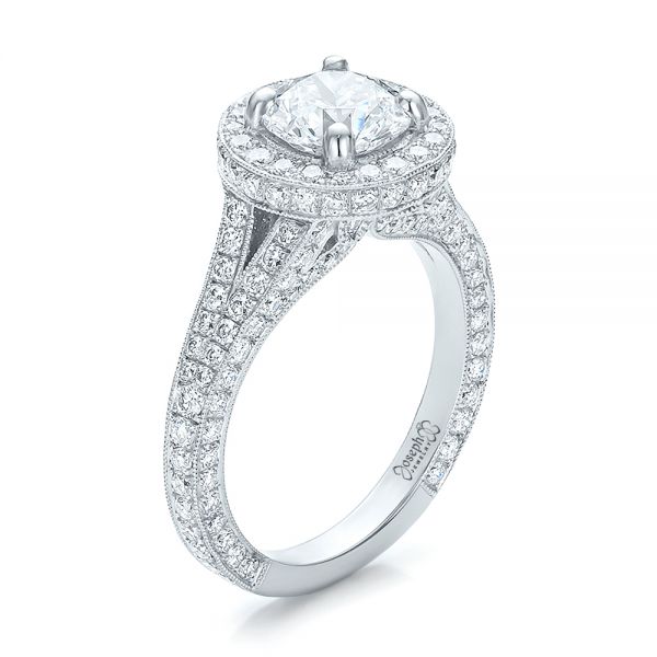 Custom Diamond Halo Engagement Ring #100644 - Seattle Bellevue | Joseph ...