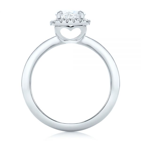 14k White Gold Custom Diamond Halo Engagement Ring - Front View -  102460