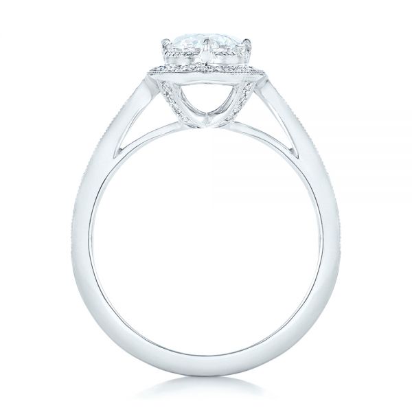 14k White Gold 14k White Gold Custom Diamond Halo Engagement Ring - Front View -  102692