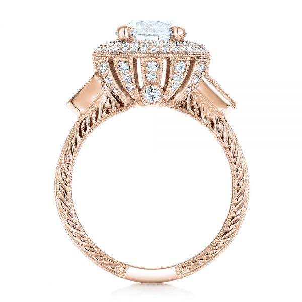 18k Rose Gold Custom Diamond Halo And Blue Sapphire Engagement Ring ...