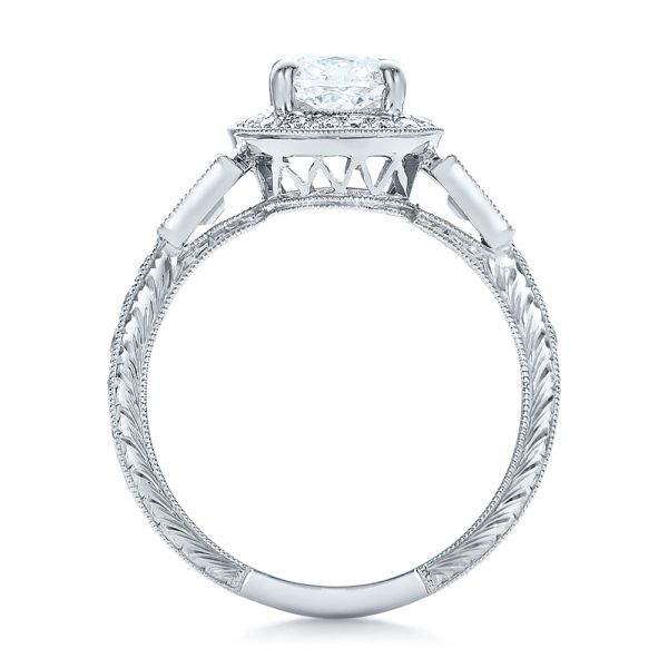 Custom Diamond Halo And Hand Engraved Engagement Ring #100813 - Seattle ...