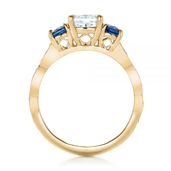 18k Yellow Gold Custom Diamond And Blue Sapphire Engagement Ring ...