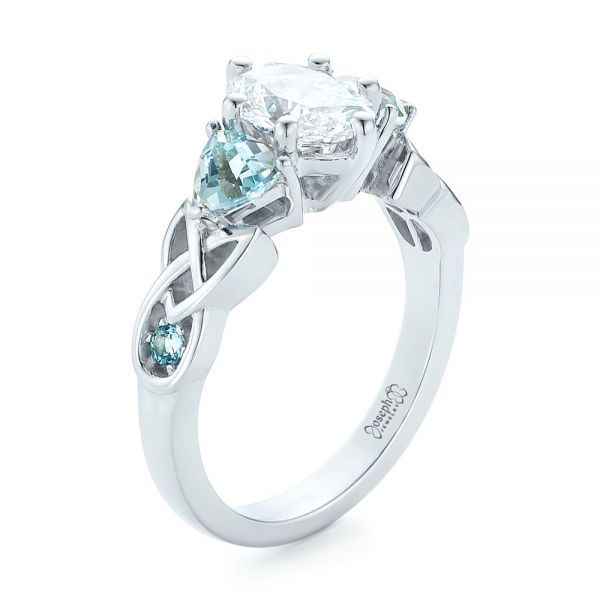 Trejours Marketplace | Round Blue Topaz and Diamonds Cocktail Ring for