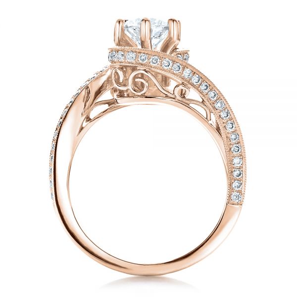18k Rose Gold Custom Diamond And Filigree Engagement Ring #100129 ...