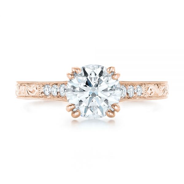 18k Rose Gold And 14K Gold Custom Diamond And Hand Engraved Engagement ...