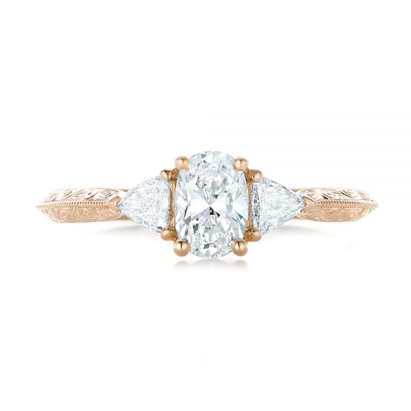 14k Rose Gold Custom Diamond Engagement Ring - Top View -  102352