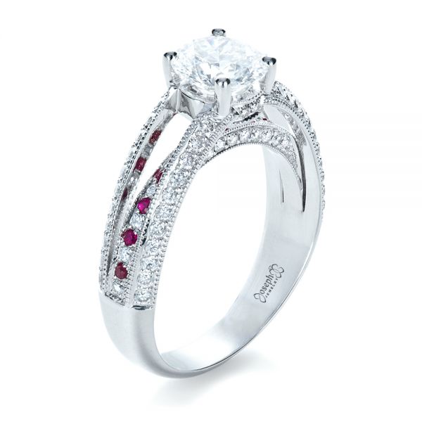 Platinum Custom Diamond And Ruby Engagement Ring #1309 - Seattle