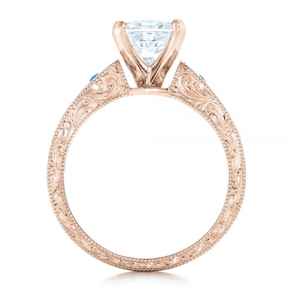 14k Rose Gold Custom Diamond And Turquoise Engagement Ring #102366 ...