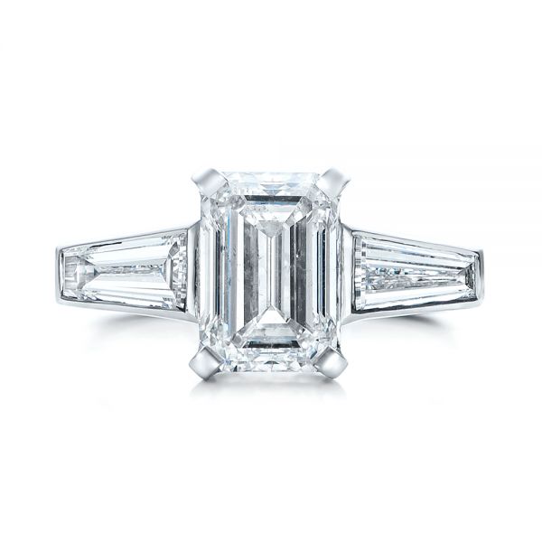 Custom Emerald Cut And Baguette Diamond Engagement Ring #101284 ...