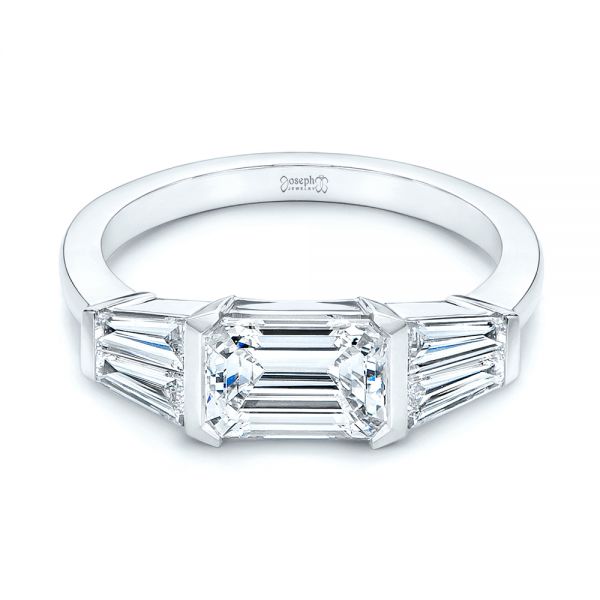 Uneek Us Bridal Set with Tapered Baguette Diamond Accents In 14kt White  Gold