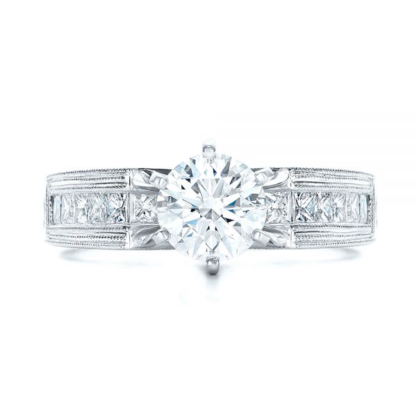 Custom Engraved Diamond Engagement Ring #102035 - Seattle Bellevue ...