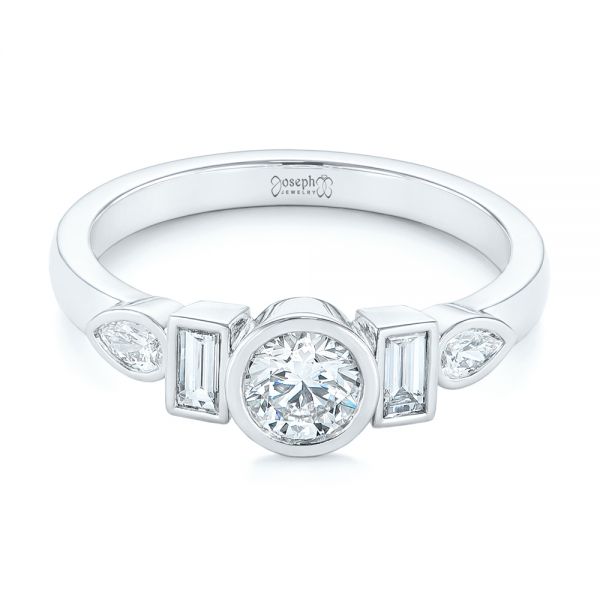  Platinum Custom Geometric Diamond Engagement Ring - Flat View -  104786