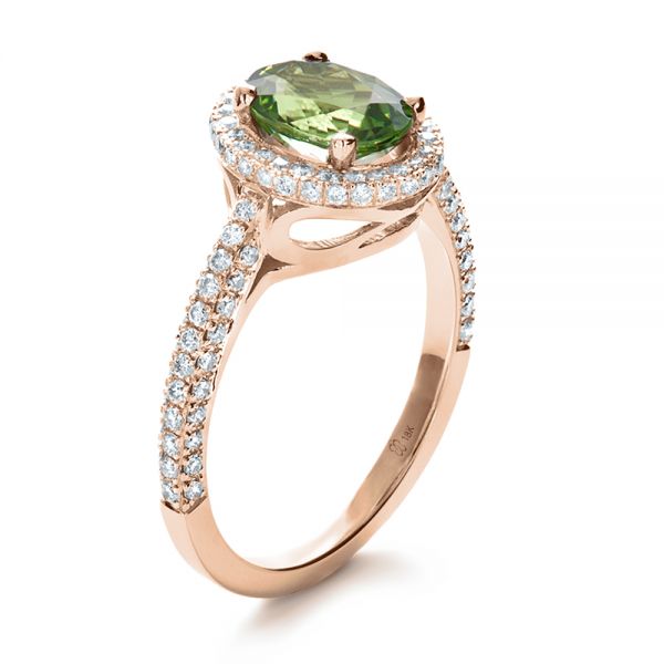 14k Rose Gold Custom Green Peridot And Diamond Engagement Ring 1125 - Seattle Bellevue Joseph Jewelry
