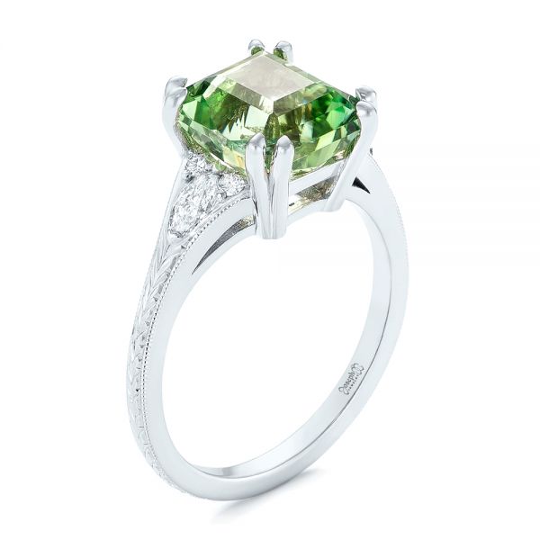 18CT WHITE GOLD GREEN TOURMALINE DIAMOND RING – Anthonys Fine Jewellery