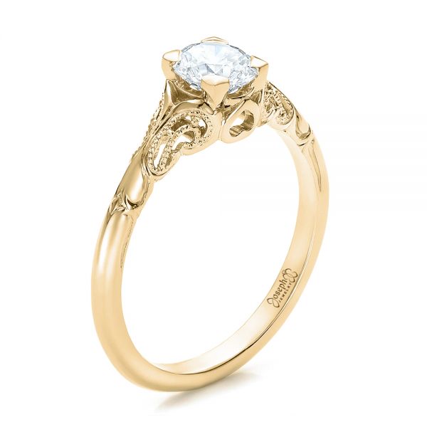 14K Yellow Gold Diamond Solitaire Engagement Ring