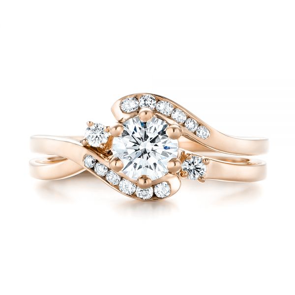 14k Rose Gold Custom Interlocking Diamond Engagement Ring