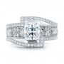 14k White Gold Custom Interlocking Diamond Engagement Ring - Top View -  102177 - Thumbnail