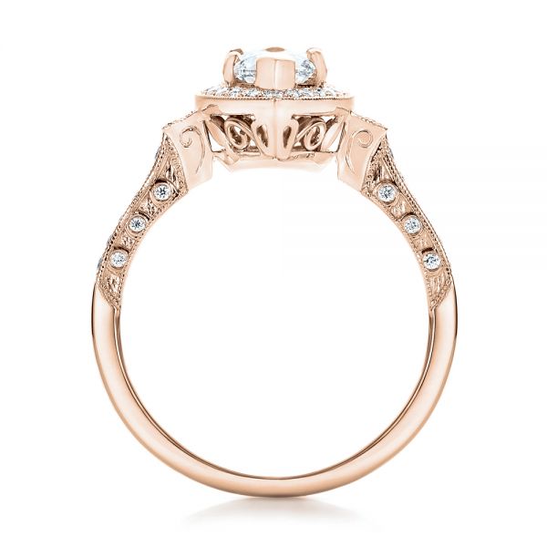 14k Rose Gold Custom Marquise Diamond Halo Engagement Ring #101998 ...