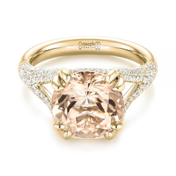 18k Yellow Gold Custom Morganite And Diamond Engagement Ring #103548 ...