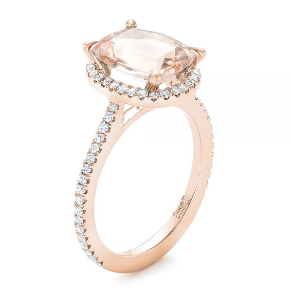 14k Rose Gold Custom Morganite And Diamond Halo Engagement Ring #102482 ...