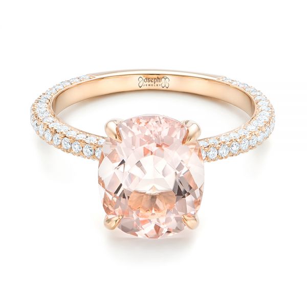 Custom Morganite And Pave Diamond Engagement Ring #102749 - Seattle ...