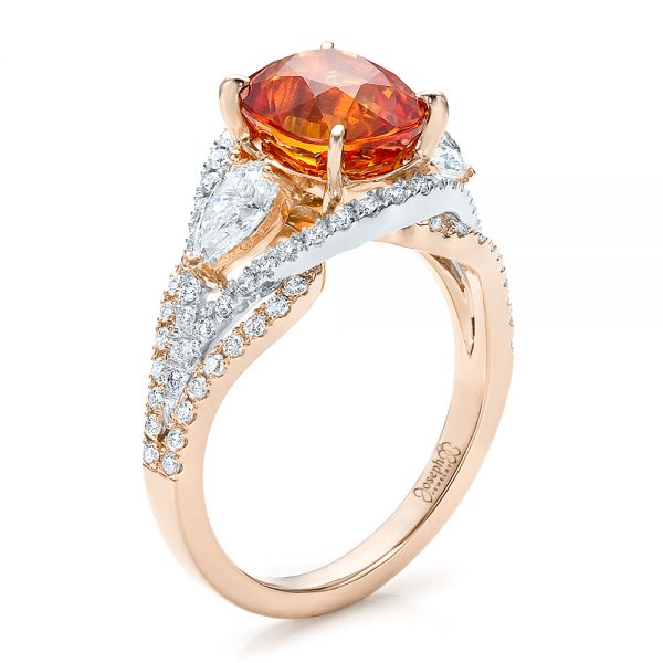 14k Rose Gold And 14K Gold Custom Orange Sapphire Engagement Ring ...