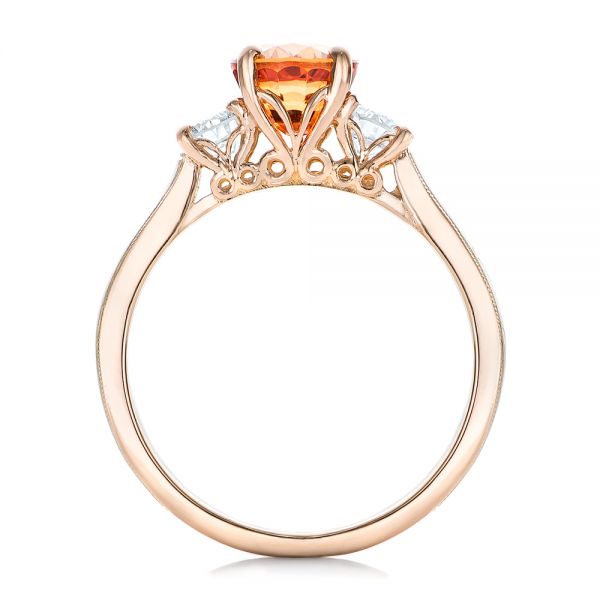 18k Rose Gold 18k Rose Gold Custom Orange Sapphire And Diamond Mokume Engagement Ring - Front View -  102104