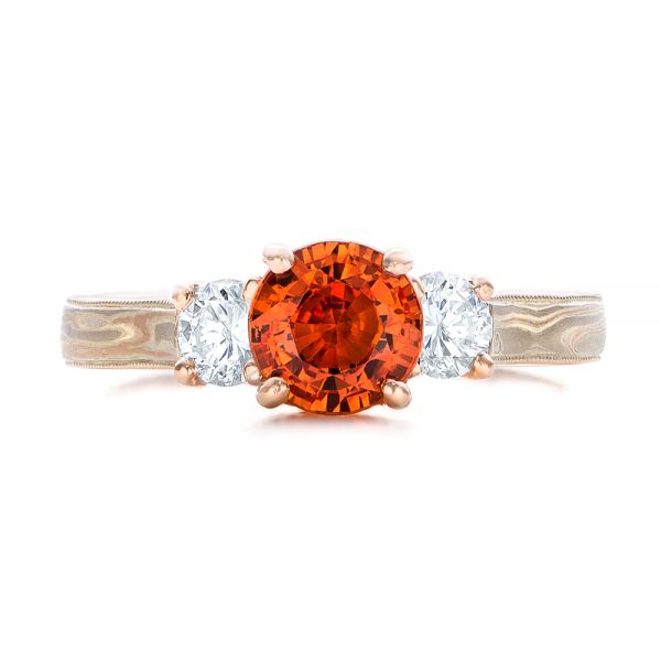 Custom Orange Sapphire - Ring | Joseph Bellevue Seattle #102104 And Diamond Engagement Mokume Jewelry
