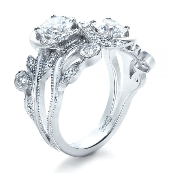  Platinum Custom Organic Infinity Diamond Engagement Ring - Three-Quarter View -  1383