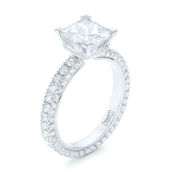 14k White Gold Custom Pave Diamond Engagement Ring