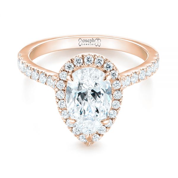 14k Rose Gold Custom Pear Shaped Diamond Halo Engagement Ring #104780 ...