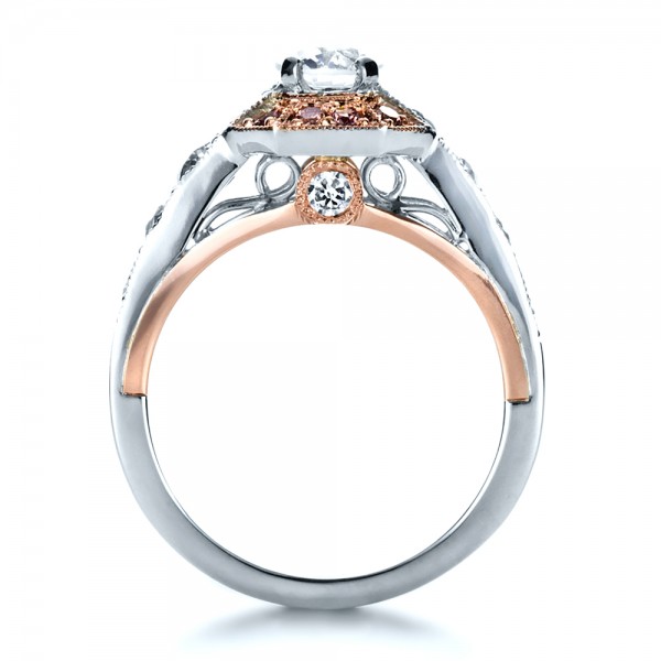  14K Gold Custom Pink Diamond Engagement Ring - Front View -  1168