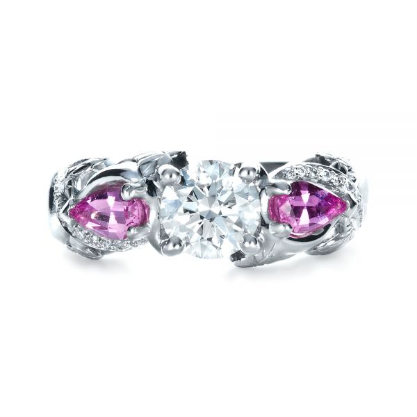 Sophisticated 4.12 CTW Pink Sapphire and Diamond Ring in Platinum