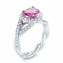  Platinum Custom Pink Sapphire And Diamond Halo Engagement Ring - Three-Quarter View -  103621 - Thumbnail