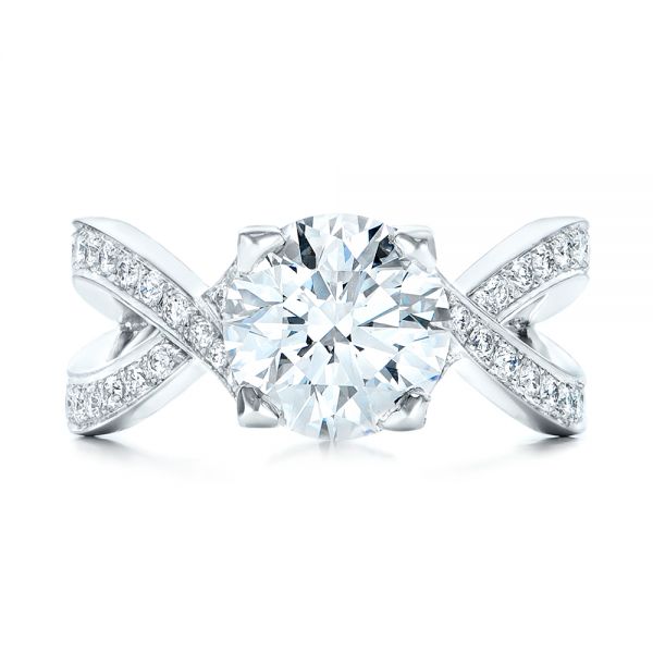  Platinum Custom Diamond Engagement Ring - Top View -  102065