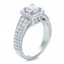  Platinum Custom Princess Cut Diamond Halo Engagement Ring - Three-Quarter View -  100576 - Thumbnail