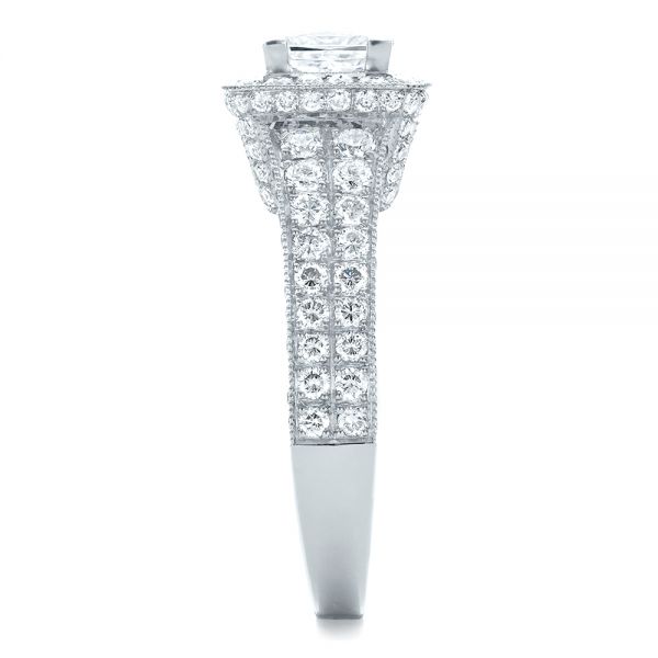  Platinum Custom Princess Cut Diamond Halo Engagement Ring - Side View -  100576