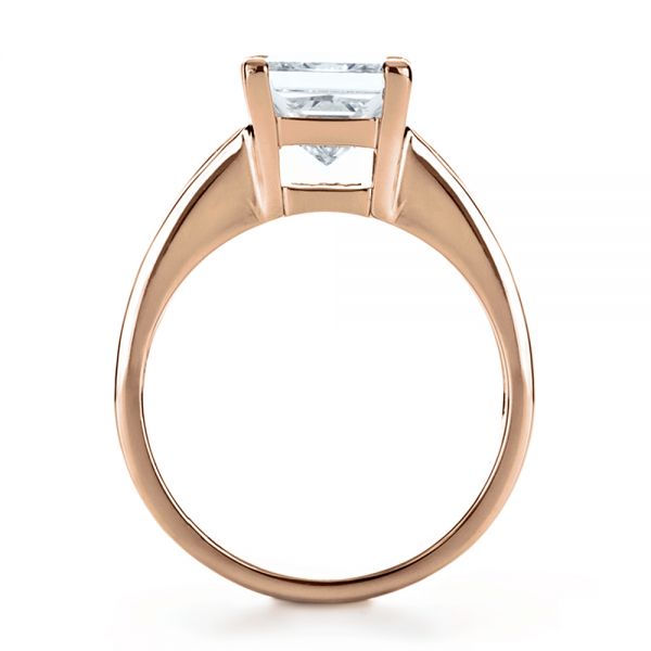 14k Rose Gold Custom Princess Cut And Baguette Diamond Engagement Ring ...