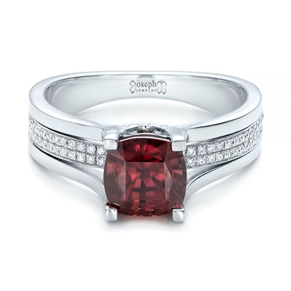 Custom Red Zircon And Diamond Engagement Ring #101475 - Seattle ...