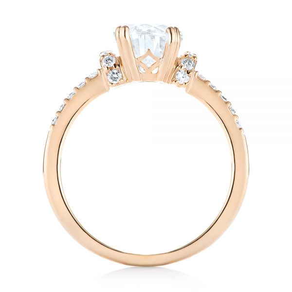 18k Rose Gold Custom Moissanite And Diamond Engagement Ring - Front View -  103210