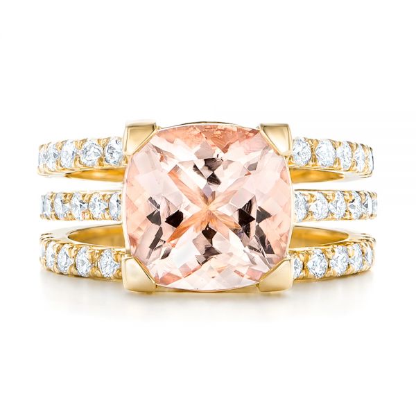 14k Yellow Gold Custom Morganite And Diamond Engagement Ring 102933