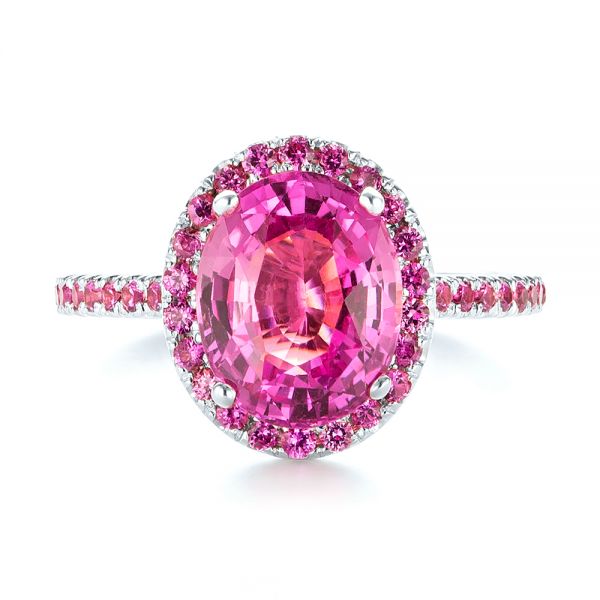14K White Gold Diamond and Pink Sapphire Ring 5.5 by Daniel Creations Jewelry
