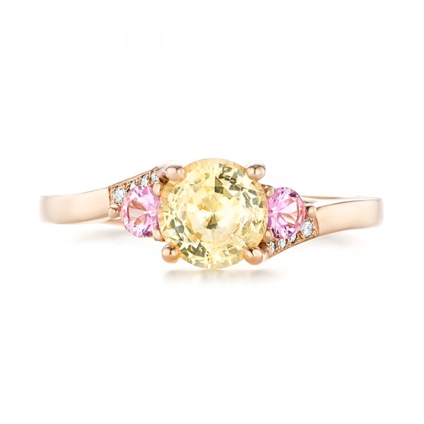 خواتم سولتيه المعلم Custom-Rose-Gold-Yellow-and-Pink-Sapphire-and-Diamond-Engagement-Ring-top-103216