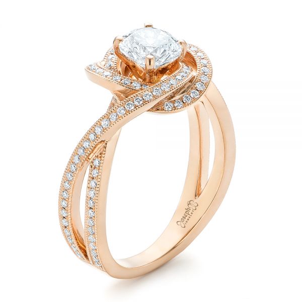 18k Rose Gold And Platinum Custom Diamond Engagement Ring #100822 