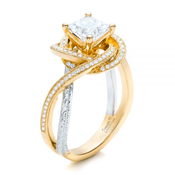 18k Yellow Gold And Platinum Custom Two-tone Solitaire Diamond Engagement  Ring